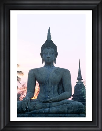 Framed Front view of the Seated Buddha, Wat Mahathat, Sukhothai, Thailand Print