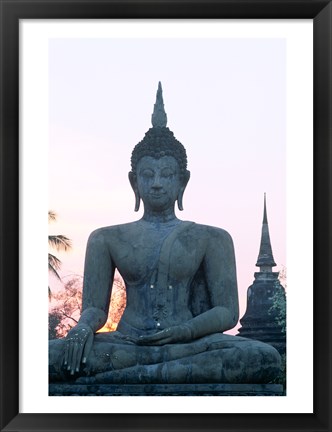 Framed Front view of the Seated Buddha, Wat Mahathat, Sukhothai, Thailand Print