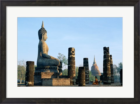 Framed Side profile of the Seated Buddha, Wat Mahathat, Sukhothai, Thailand Print
