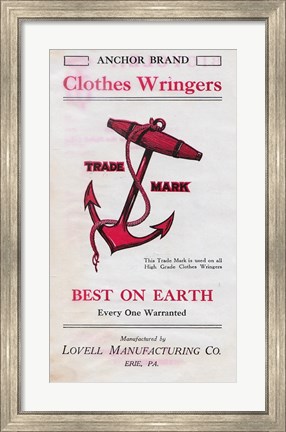 Framed Anchor Brand Clothes Wringer Print