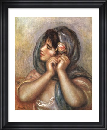 Framed Young Girl Arranging Her Earrings Print