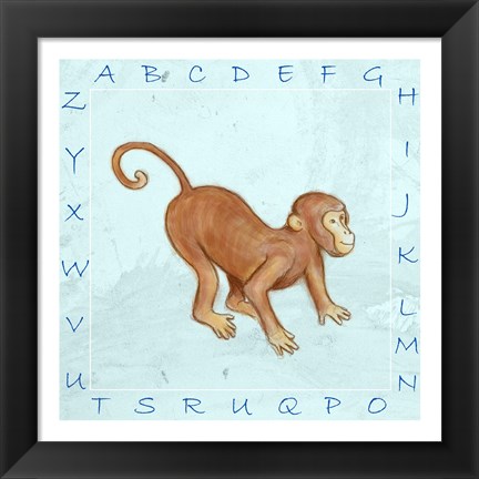 Framed Monkey Alphabet Print