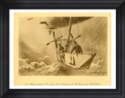 Framed Gondola of the P II Reporting Arrival of a Wright flyer Print