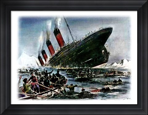 Framed Titanic Sinking Print