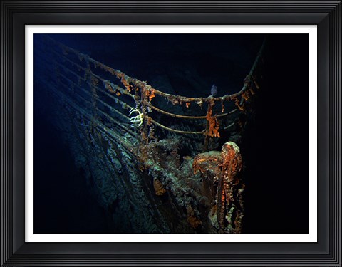 Framed Titanic Wreckage Underwater Print