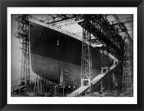 Framed Titanic Constructed at the Harland and Wolff Shipyard in Belfast Before Sail Print