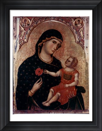 Framed Madonna Holding Rose with Child Print