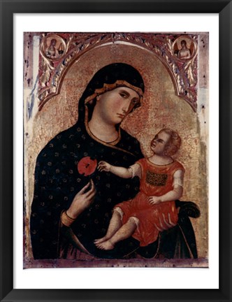 Framed Madonna Holding Rose with Child Print