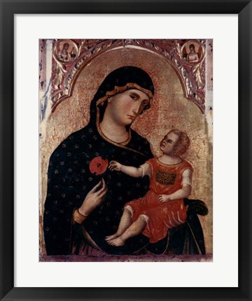 Framed Madonna Holding Rose with Child Print