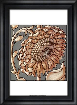 Framed Sunflower Woodblock II Print