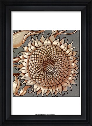 Framed Sunflower Woodblock IV Print