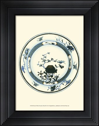 Framed Blue &amp; White Porcelain Plate III Print