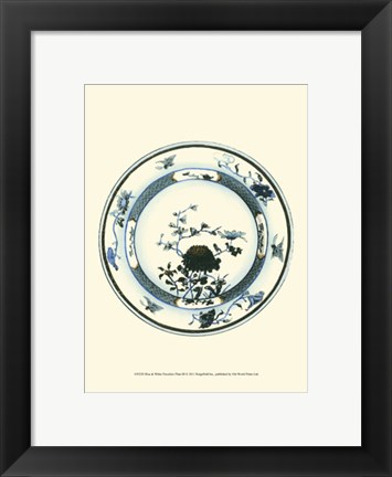 Framed Blue &amp; White Porcelain Plate III Print