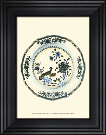 Framed Blue &amp; White Porcelain Plate IV Print