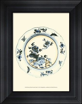 Framed Blue &amp; White Porcelain Plate VI Print