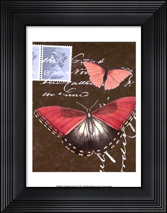 Framed Le Papillon Script II Print