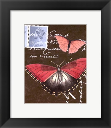 Framed Le Papillon Script II Print