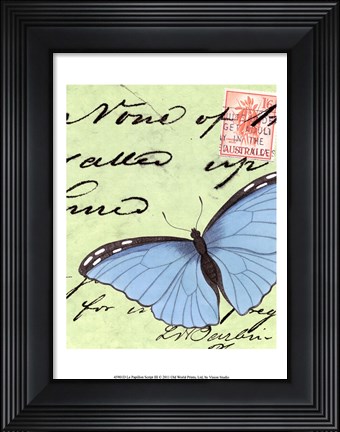 Framed Le Papillon Script III Print