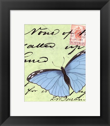 Framed Le Papillon Script III Print