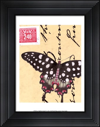 Framed Le Papillon Script IV Print