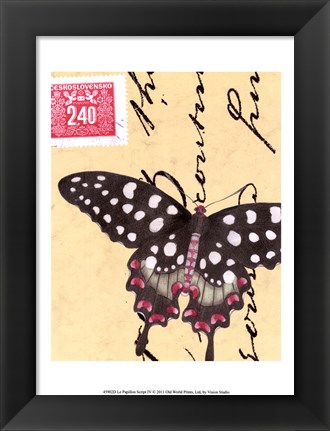 Framed Le Papillon Script IV Print