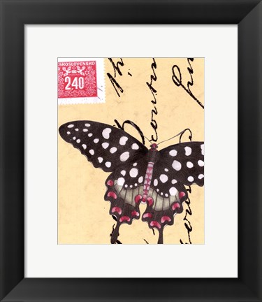 Framed Le Papillon Script IV Print