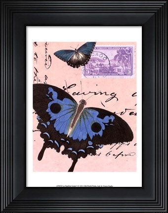 Framed Le Papillon Script V Print