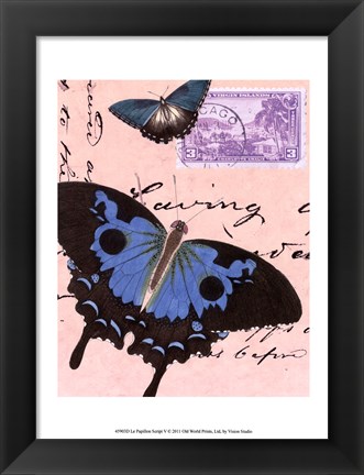 Framed Le Papillon Script V Print