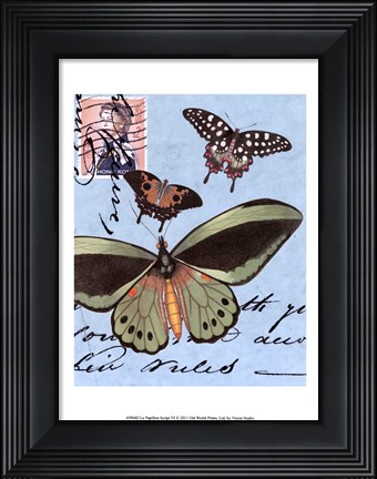 Framed Le Papillon Script VI Print