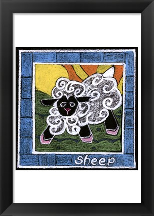Framed Whimsical Sheep Print