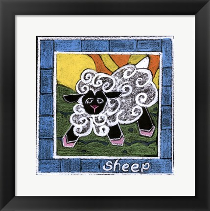 Framed Whimsical Sheep Print