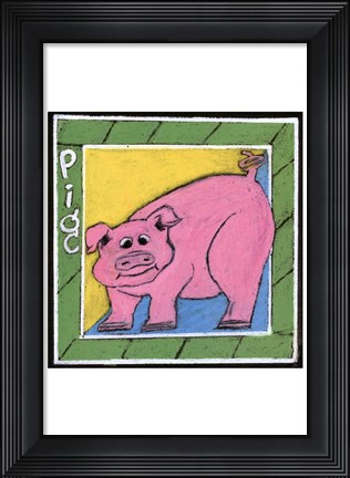 Framed Whimsical Pig Print