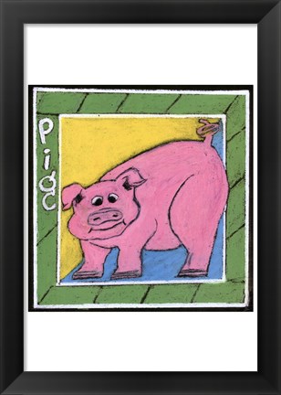 Framed Whimsical Pig Print