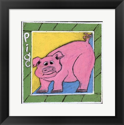 Framed Whimsical Pig Print