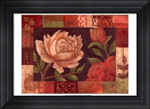 Framed Floral Patchwork I Print