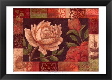 Framed Floral Patchwork I Print