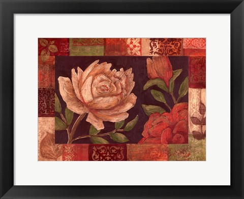 Framed Floral Patchwork I Print