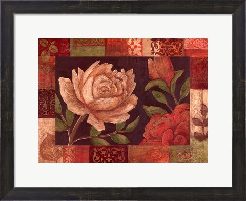 Framed Floral Patchwork I Print