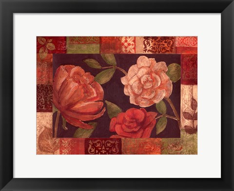 Framed Floral Patchwork II Print