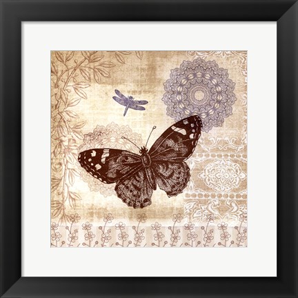 Framed Butterfly Notes II Print