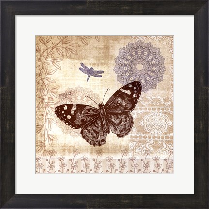 Framed Butterfly Notes II Print