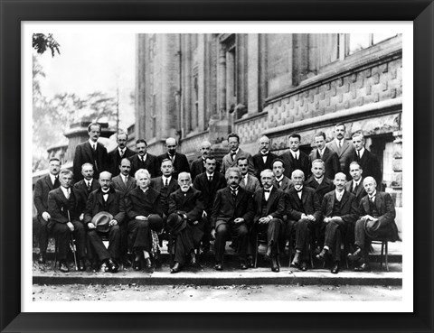 Framed 1927 Solvay Conference on Quantum Mechanics Print