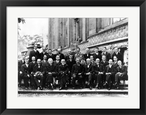 Framed 1927 Solvay Conference on Quantum Mechanics Print