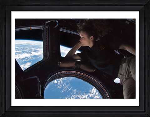 Framed Tracy Caldwell Dyson in the Cupola Observing the Earth during Expedition 24 Print