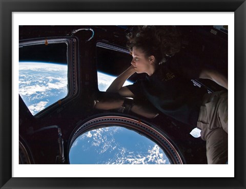 Framed Tracy Caldwell Dyson in the Cupola Observing the Earth during Expedition 24 Print