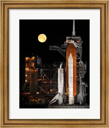 Framed Space Shuttle Discovery under a Full Moon Print