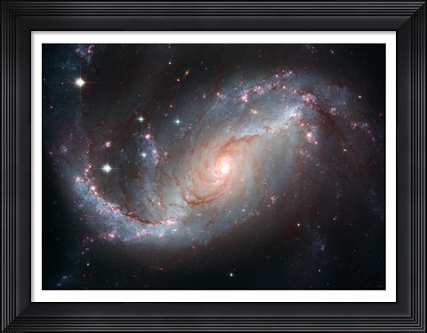 Framed Galaxy’s Star Forming Clouds and Dark Bands of Interstellar Dust Print