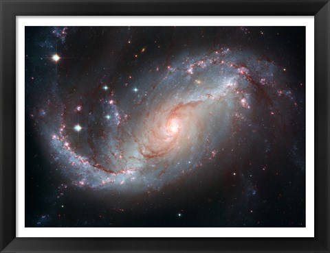 Framed Galaxy’s Star Forming Clouds and Dark Bands of Interstellar Dust Print