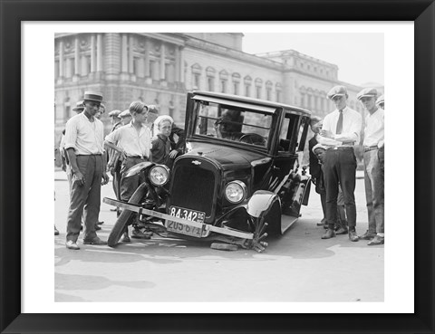 Framed Auto Wreck, USA, 1923 Print