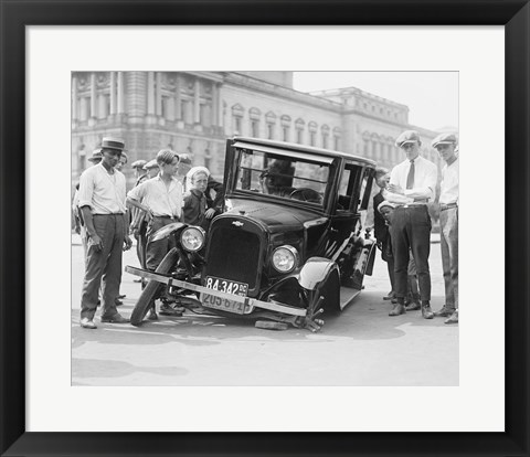 Framed Auto Wreck, USA, 1923 Print